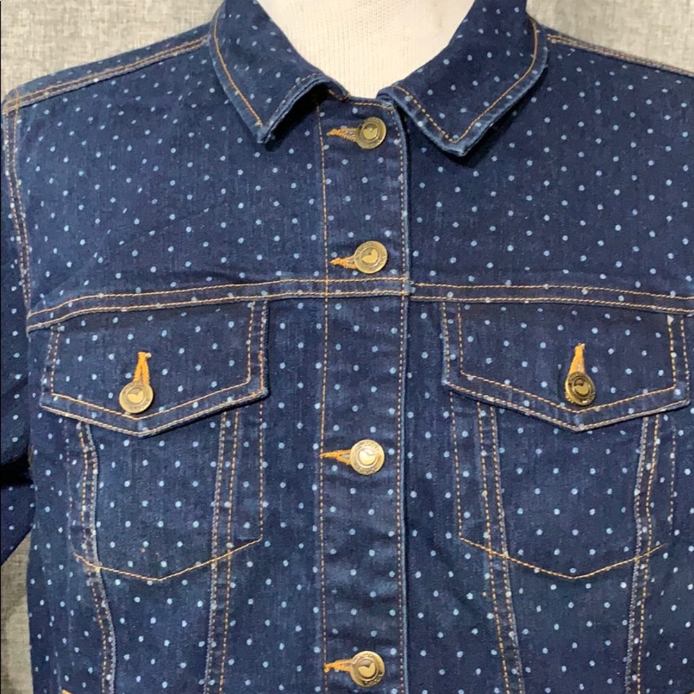 WOMEN WIthin. printed dot denim jacket Sz 18w - Picture 2 of 6